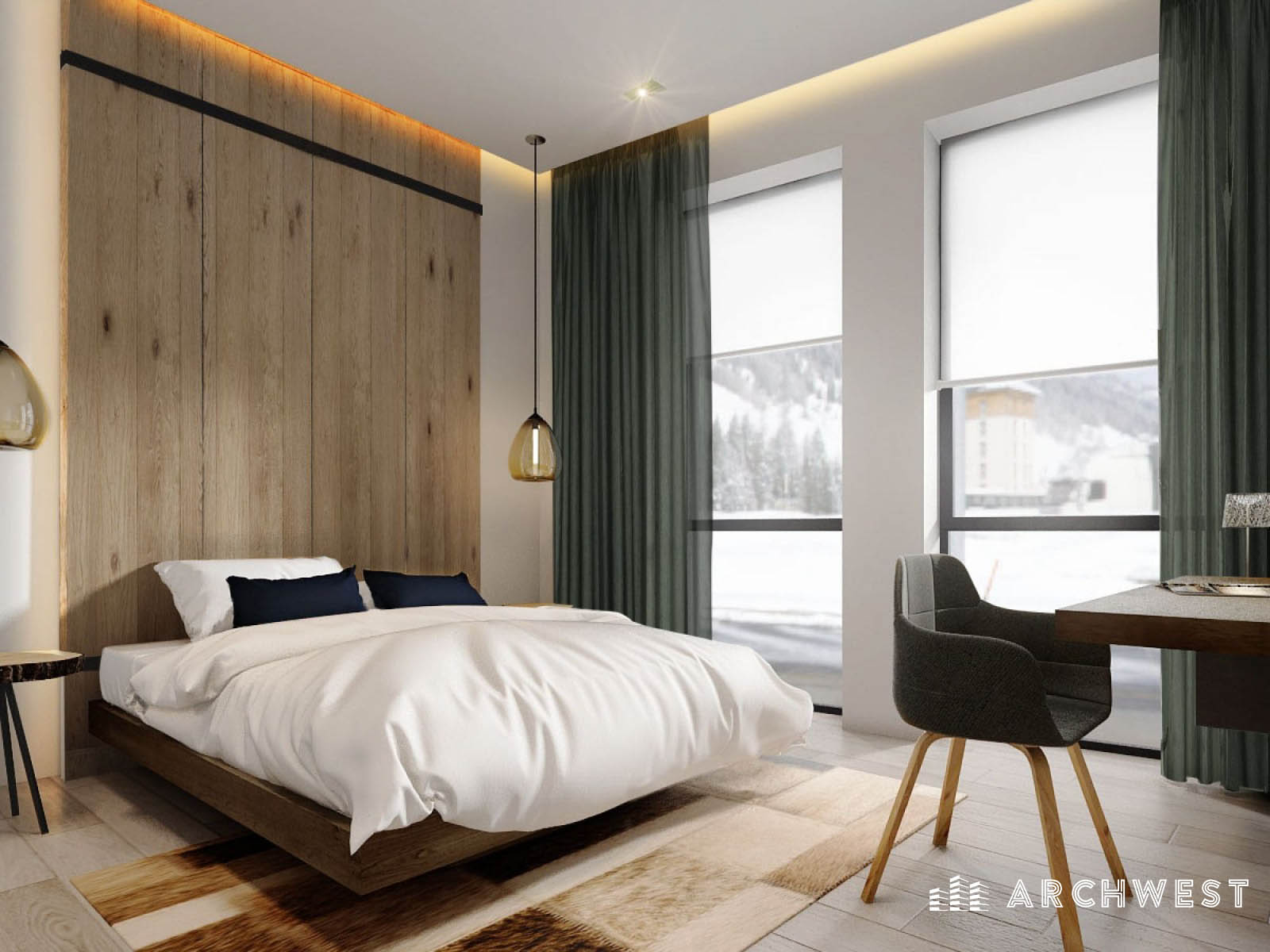 11. 3D Render of a Traditional Style Bedroom, Colorado, USA